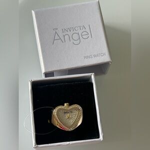 Viral Invicta Angel Gold Heart Pave Ring Watch